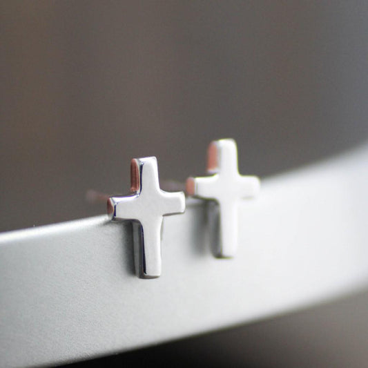 Cross Stud Earrings-Womens-LittleGreenRoomJewelry-LittleGreenRoomJewelry