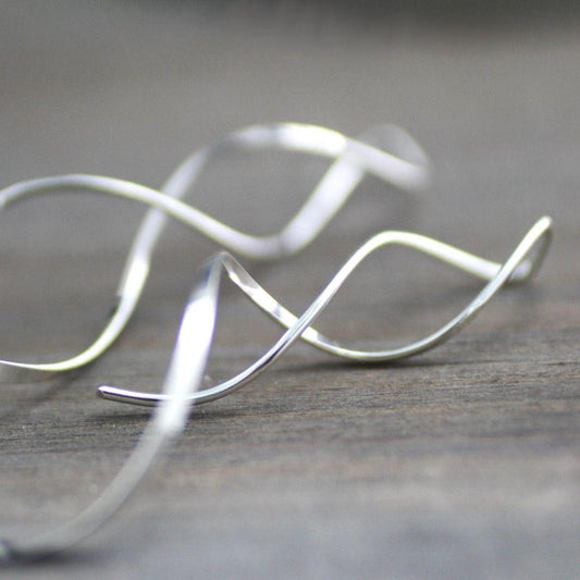 Modern Sterling Silver Twisted Vine Earrings-womens-LittleGreenRoomJewelry-LittleGreenRoomJewelry