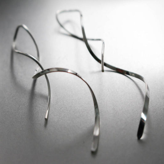 Modern Sterling Silver Twisted Vine Earrings-womens-LittleGreenRoomJewelry-LittleGreenRoomJewelry