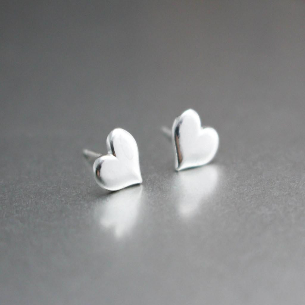 Sterling Silver Heart Stud Earrings-Womens-LittleGreenRoomJewelry-LittleGreenRoomJewelry
