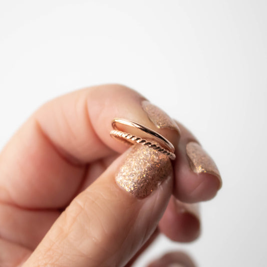 Two Rose Gold Stacking Rings-Womens-LittleGreenRoomJewelry-LittleGreenRoomJewelry