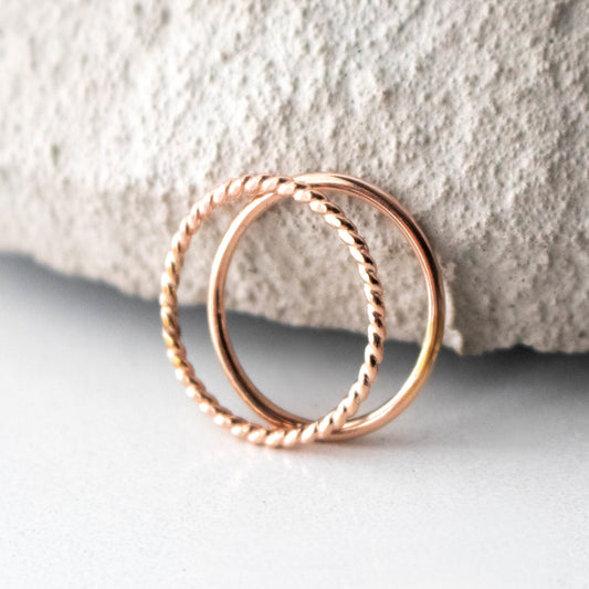 Two Rose Gold Stacking Rings-Womens-LittleGreenRoomJewelry-LittleGreenRoomJewelry
