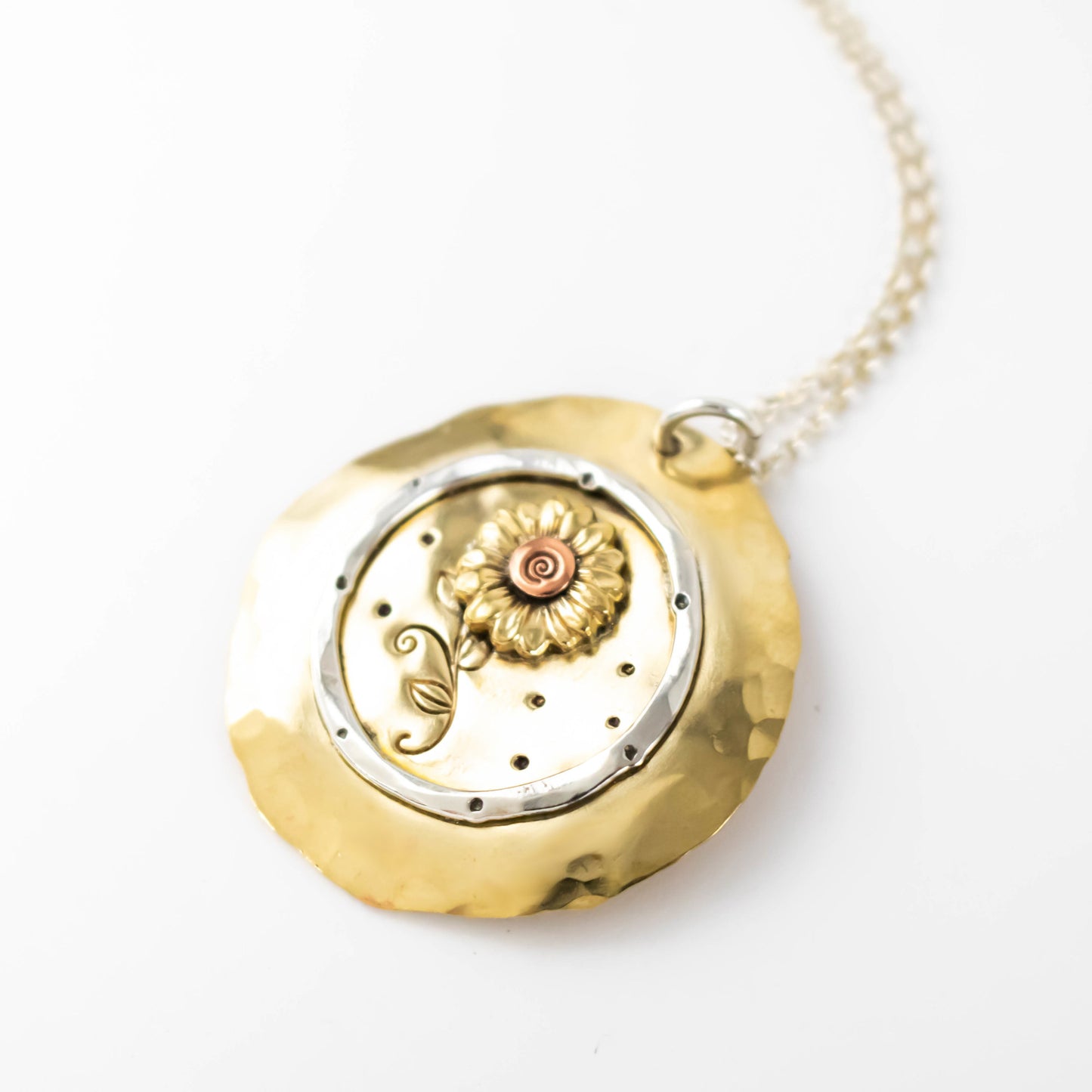 Golden Sunflower Pendant Necklace-Womens-LittleGreenRoomJewelry-LittleGreenRoomJewelry