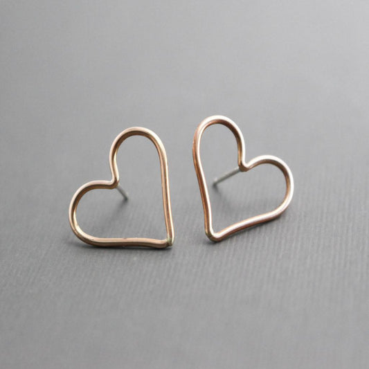 Rose Gold Heart Stud Earrings- Womens Heart Earrings-Womens-LittleGreenRoomJewelry-LittleGreenRoomJewelry