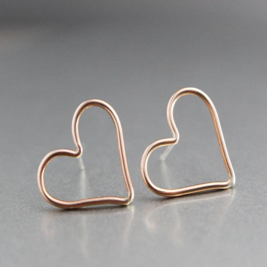 Rose Gold Heart Stud Earrings- Womens Heart Earrings-Womens-LittleGreenRoomJewelry-LittleGreenRoomJewelry