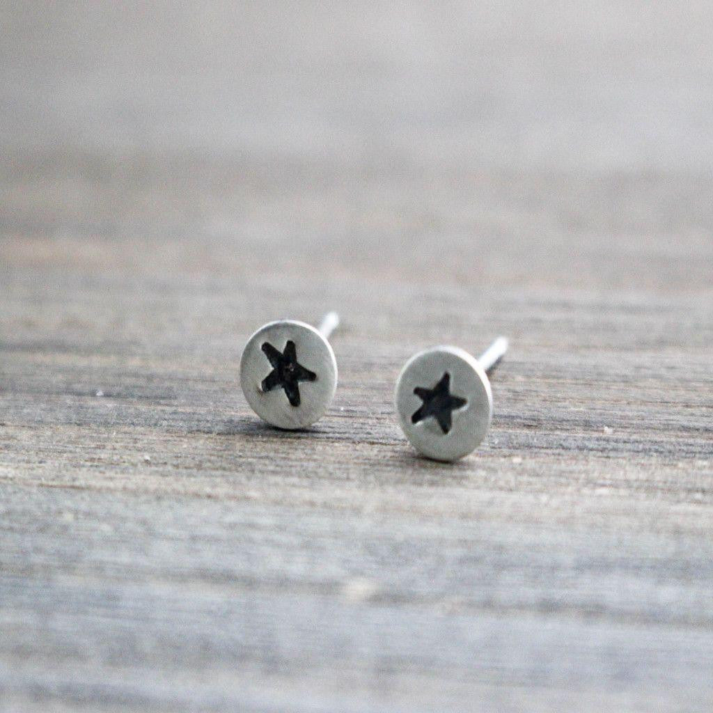 Silver Star Stud Earrings - Rock Star Stud Earrings-Womens-LittleGreenRoomJewelry-LittleGreenRoomJewelry