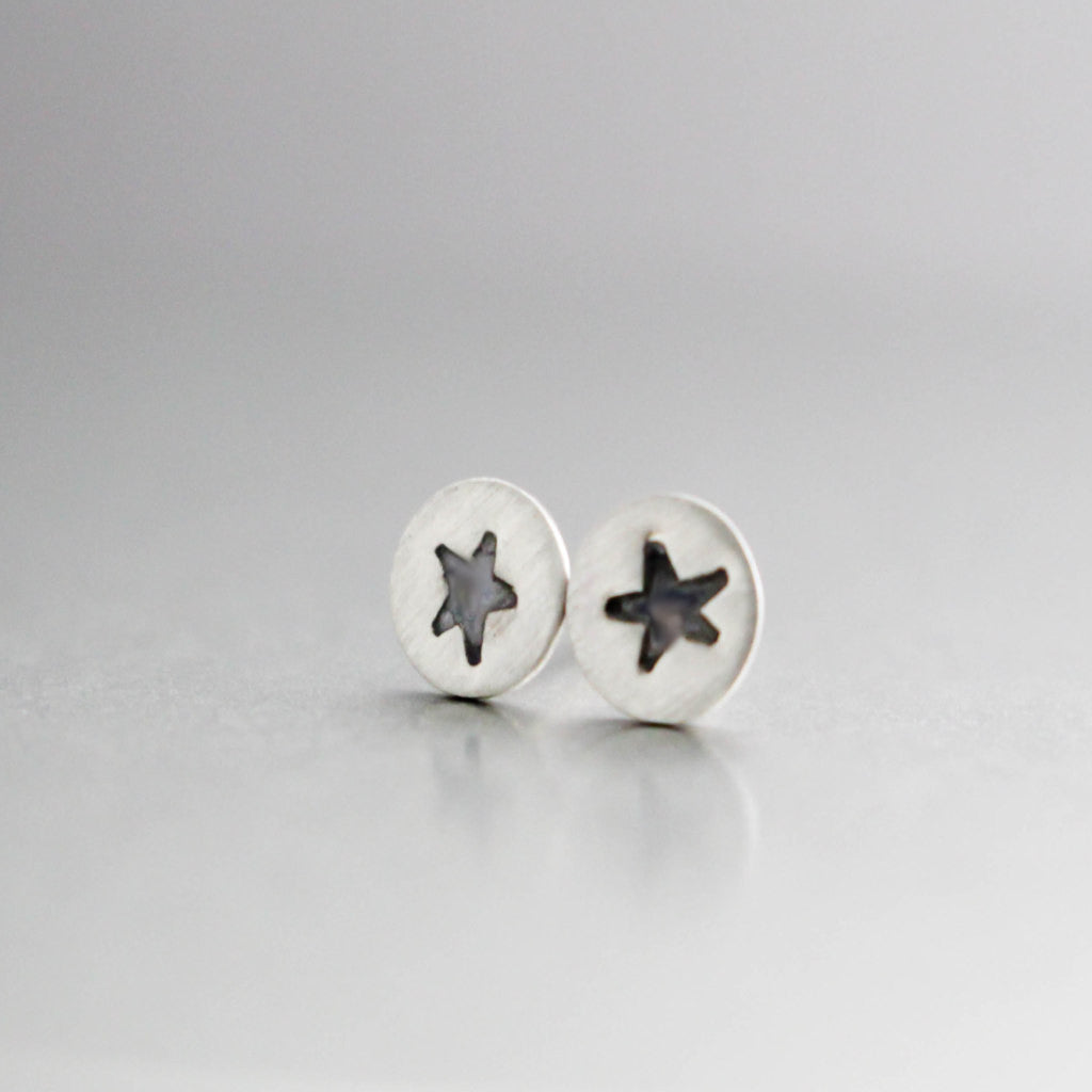 Silver Star Stud Earrings - Rock Star Stud Earrings-Womens-LittleGreenRoomJewelry-LittleGreenRoomJewelry