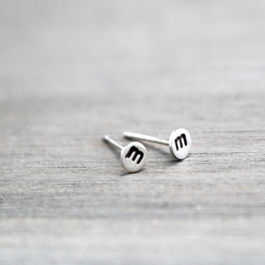 Personalized Initial Stud Earrings- Sterling Silver Studs-Womens-LittleGreenRoomJewelry-LittleGreenRoomJewelry
