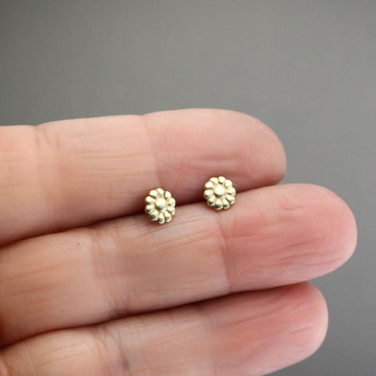 Gold Daisy Stud Earrings-Womens-LittleGreenRoomJewelry-LittleGreenRoomJewelry