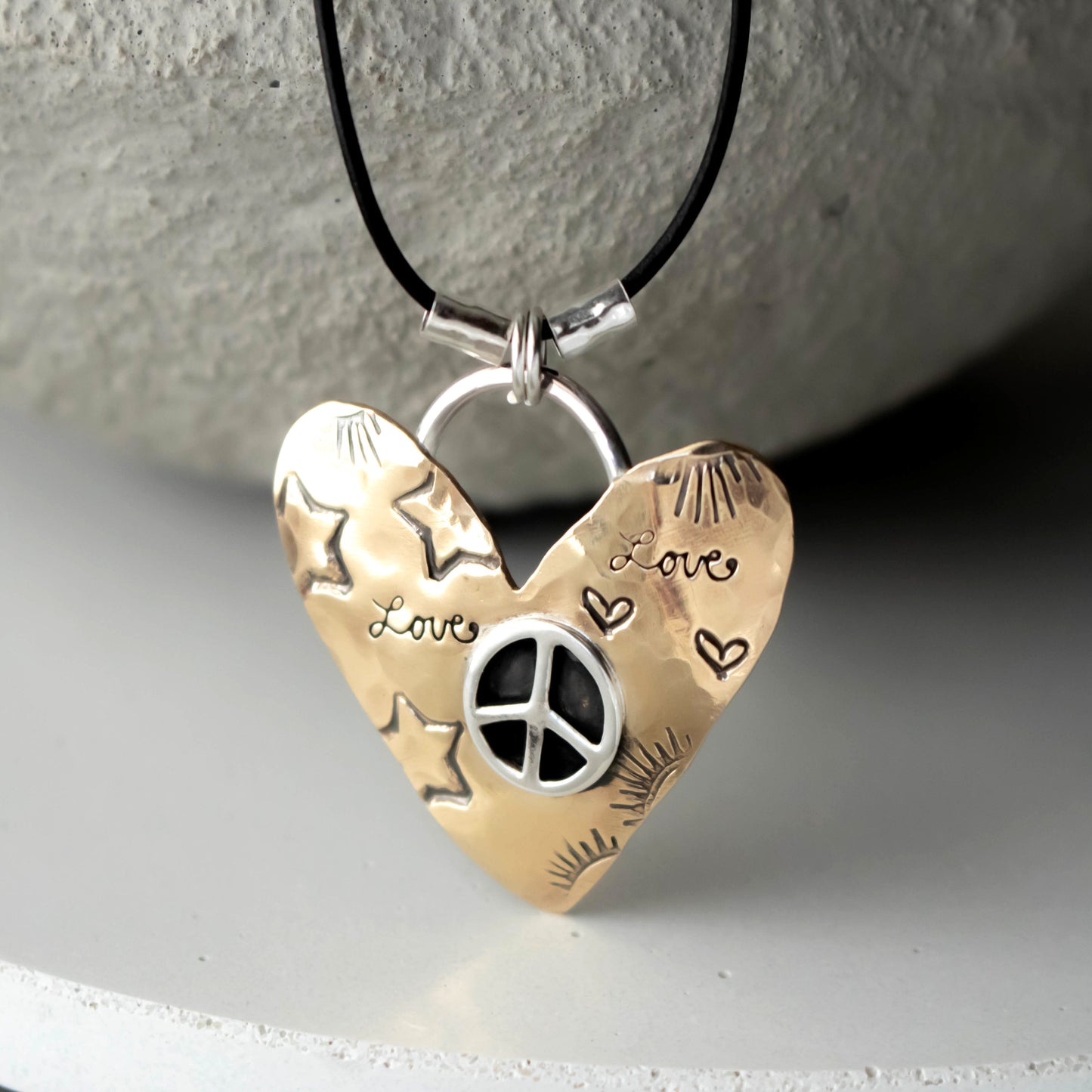 Peace And Love Heart Necklace-Womens-LittleGreenRoomJewelry-LittleGreenRoomJewelry