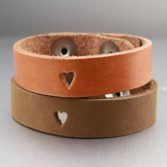 My Only Love Leather Heart Cuff Bracelet-Womens-LittleGreenRoomJewelry-LittleGreenRoomJewelry