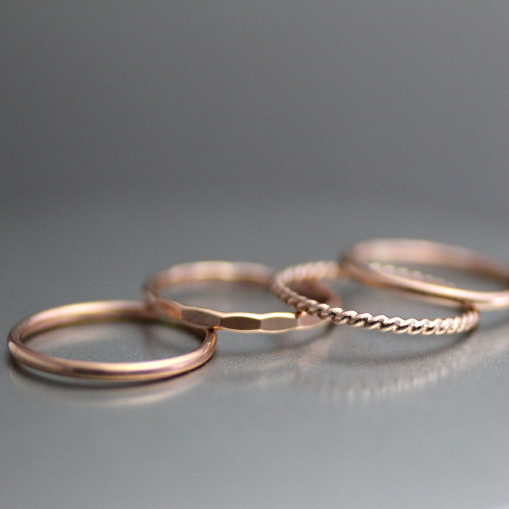 Rose Gold Stacking Ring Set- Womens Stack Rings – LittleGreenRoomJewelry