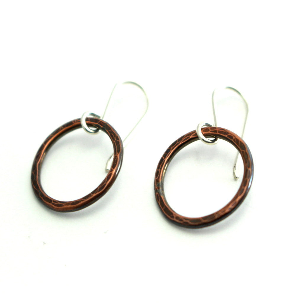 Rustic Copper Hoop Earrings-Mixed Metal Hoop Earrings-Womens Rustic-LitttleGreenRoomJewelry-LittleGreenRoomJewelry