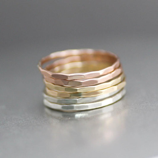 Custom Stack Rings - Gold Stack Rings - Sterling Silver Stacking Rings-Womens-LittleGreenRoomJewelry-LittleGreenRoomJewelry