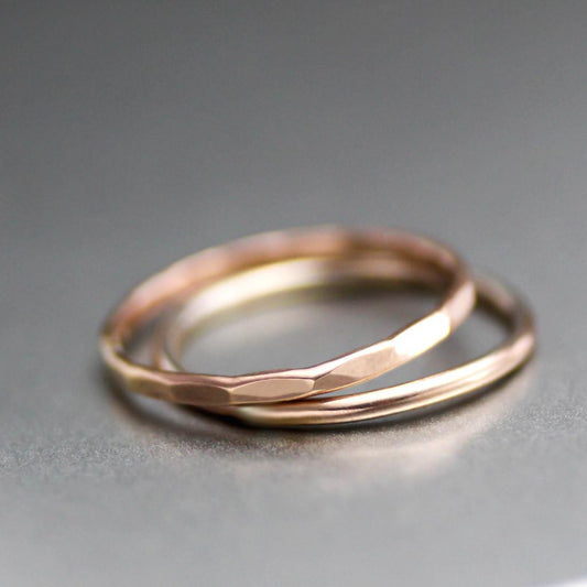 Rose Gold Stacking Ring, Set Of Two Stack Rings-Womens-LittleGreenRoomJewelry-LittleGreenRoomJewelry