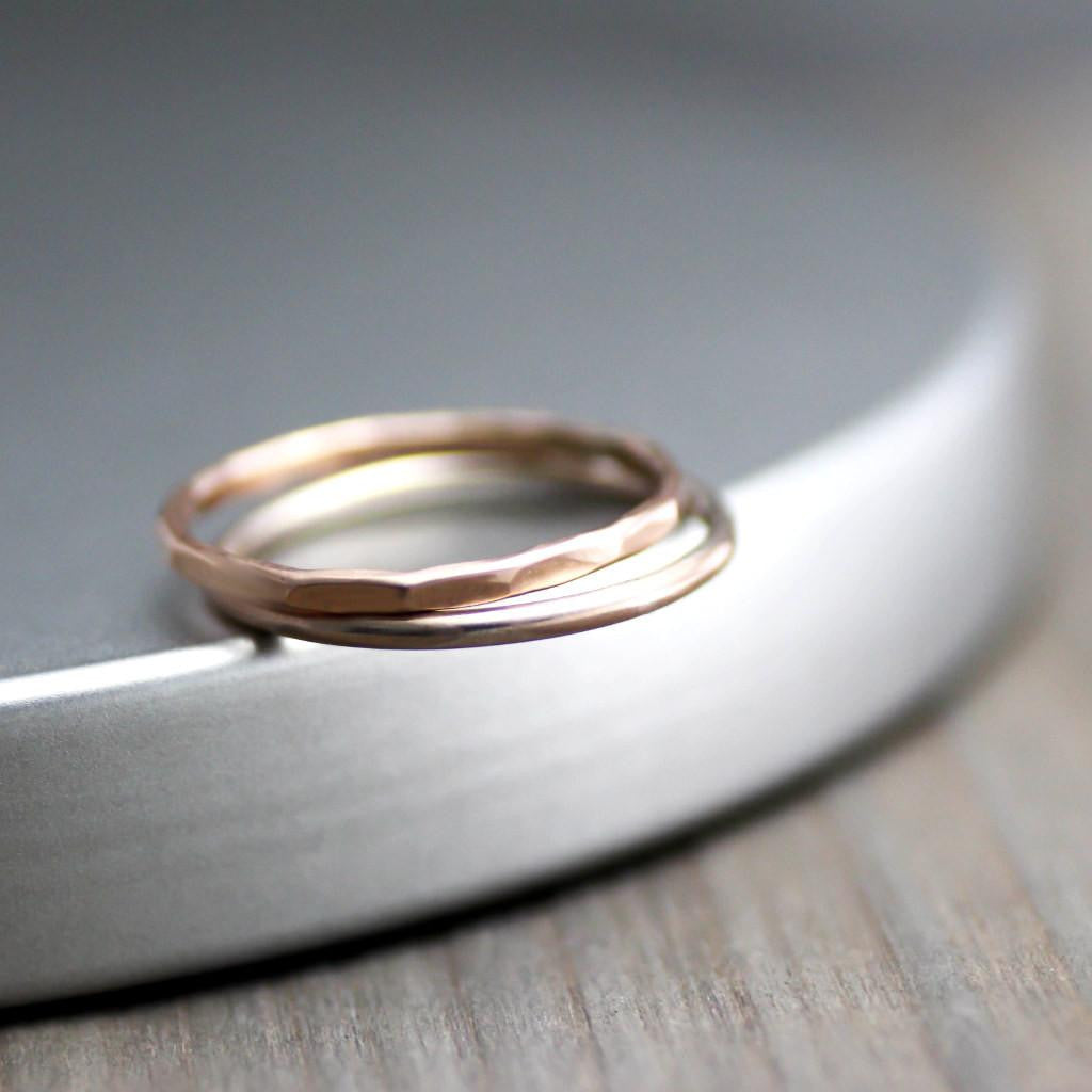 Rose Gold Stacking Ring, Set Of Two Stack Rings-Womens-LittleGreenRoomJewelry-LittleGreenRoomJewelry