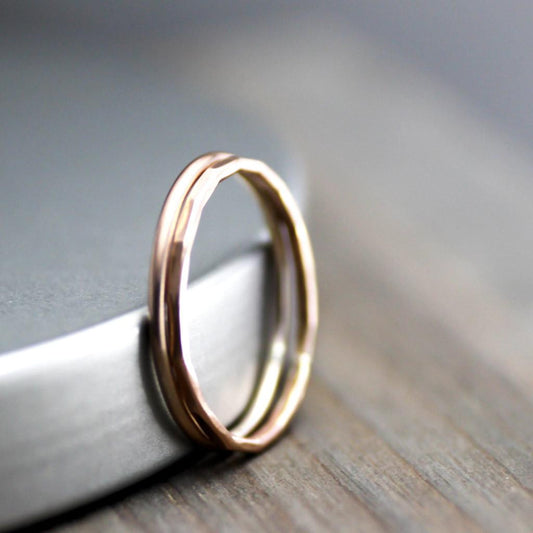 Rose Gold Stacking Ring, Set Of Two Stack Rings-Womens-LittleGreenRoomJewelry-LittleGreenRoomJewelry