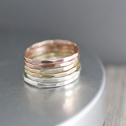 Custom Stack Rings - Gold Stack Rings - Sterling Silver Stacking Rings-Womens-LittleGreenRoomJewelry-LittleGreenRoomJewelry