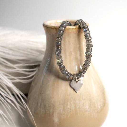 Elegant Labradorite Heart Necklace-Womens-LittleGreenRoomJewelry-LittleGreenRoomJewelry