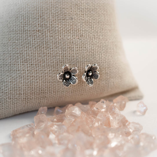 Sterling Flower Post Earrings-Womens-LittleGreenRoomJewelry-LittleGreenRoomJewelry