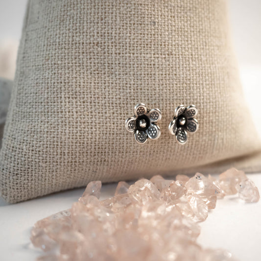 Sterling Flower Post Earrings-Womens-LittleGreenRoomJewelry-LittleGreenRoomJewelry