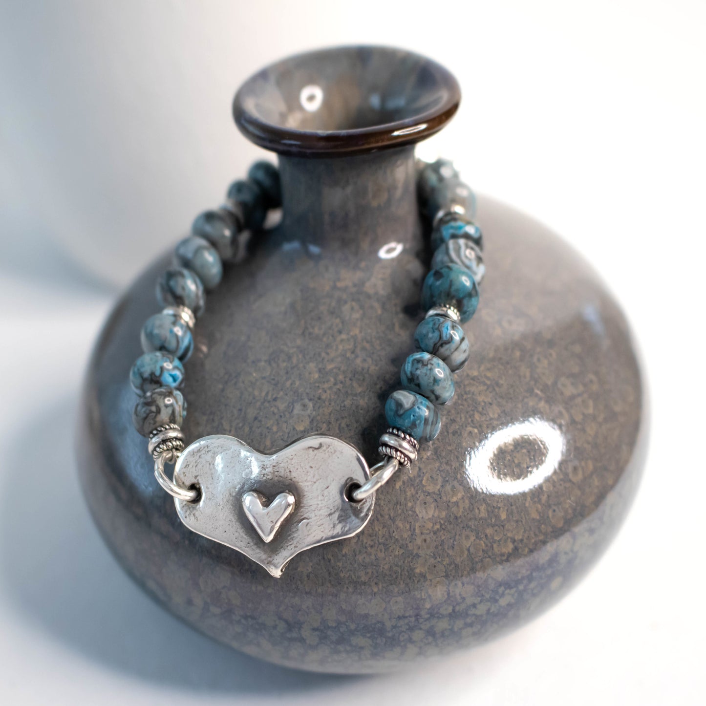 Gemstone Heart Bracelet-Womens Rustic-LittleGreenRoomJewelry-LittleGreenRoomJewelry