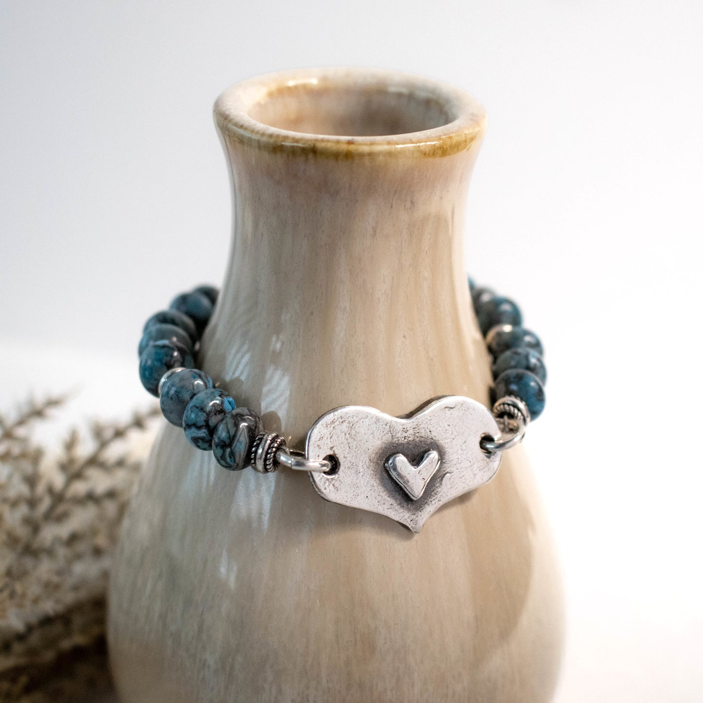 Gemstone Heart Bracelet-Womens Rustic-LittleGreenRoomJewelry-LittleGreenRoomJewelry