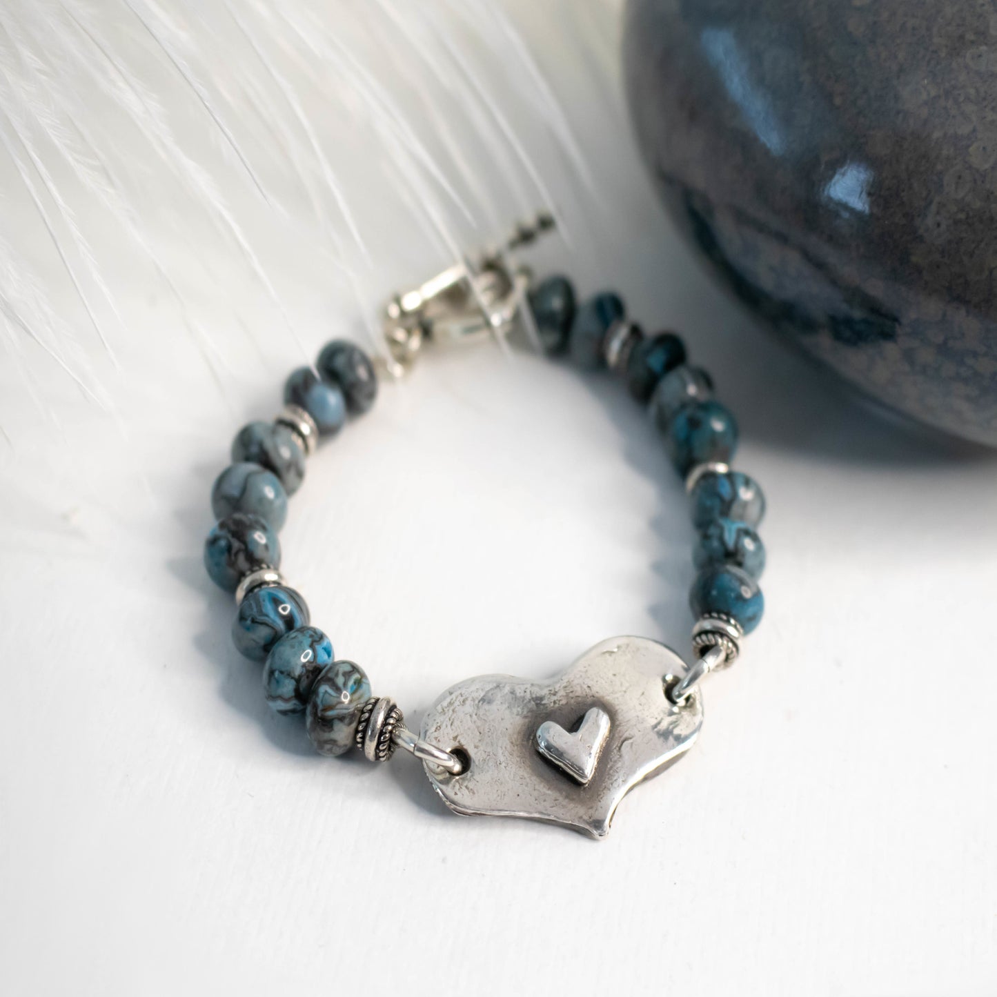 Gemstone Heart Bracelet-Womens Rustic-LittleGreenRoomJewelry-LittleGreenRoomJewelry