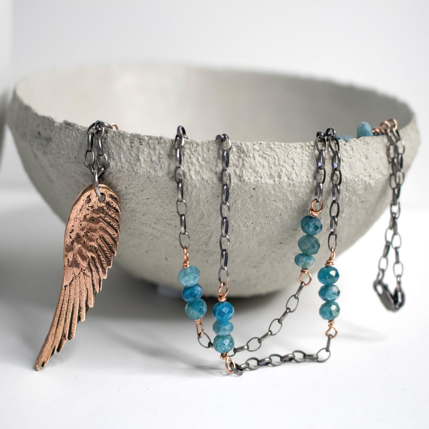 Angel Wing Faceted Apatite Necklace-Womens-LittleGreenRoomJewelry-LittleGreenRoomJewelry