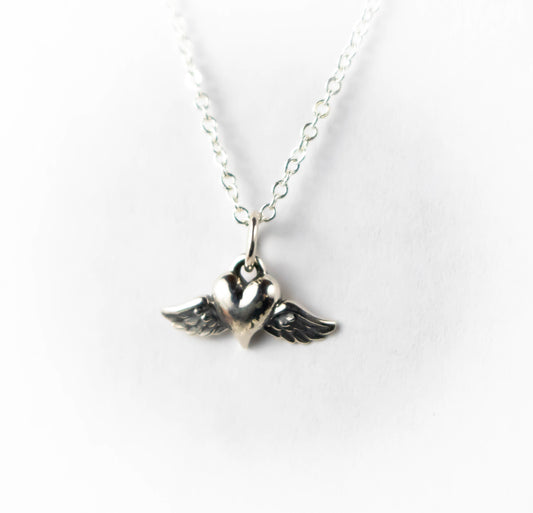 Heart With Wings Necklace-Womens-LittleGreenRoomJewelry-LittleGreenRoomJewelry