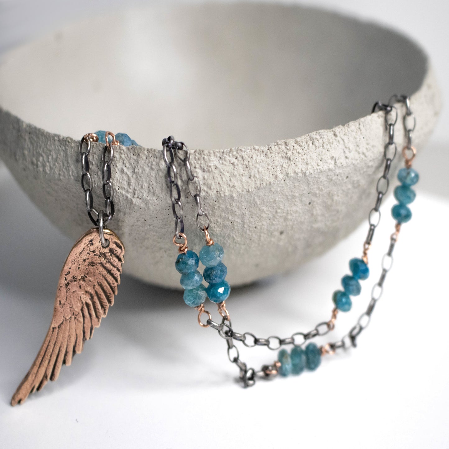 Angel Wing Faceted Apatite Necklace-Womens-LittleGreenRoomJewelry-LittleGreenRoomJewelry
