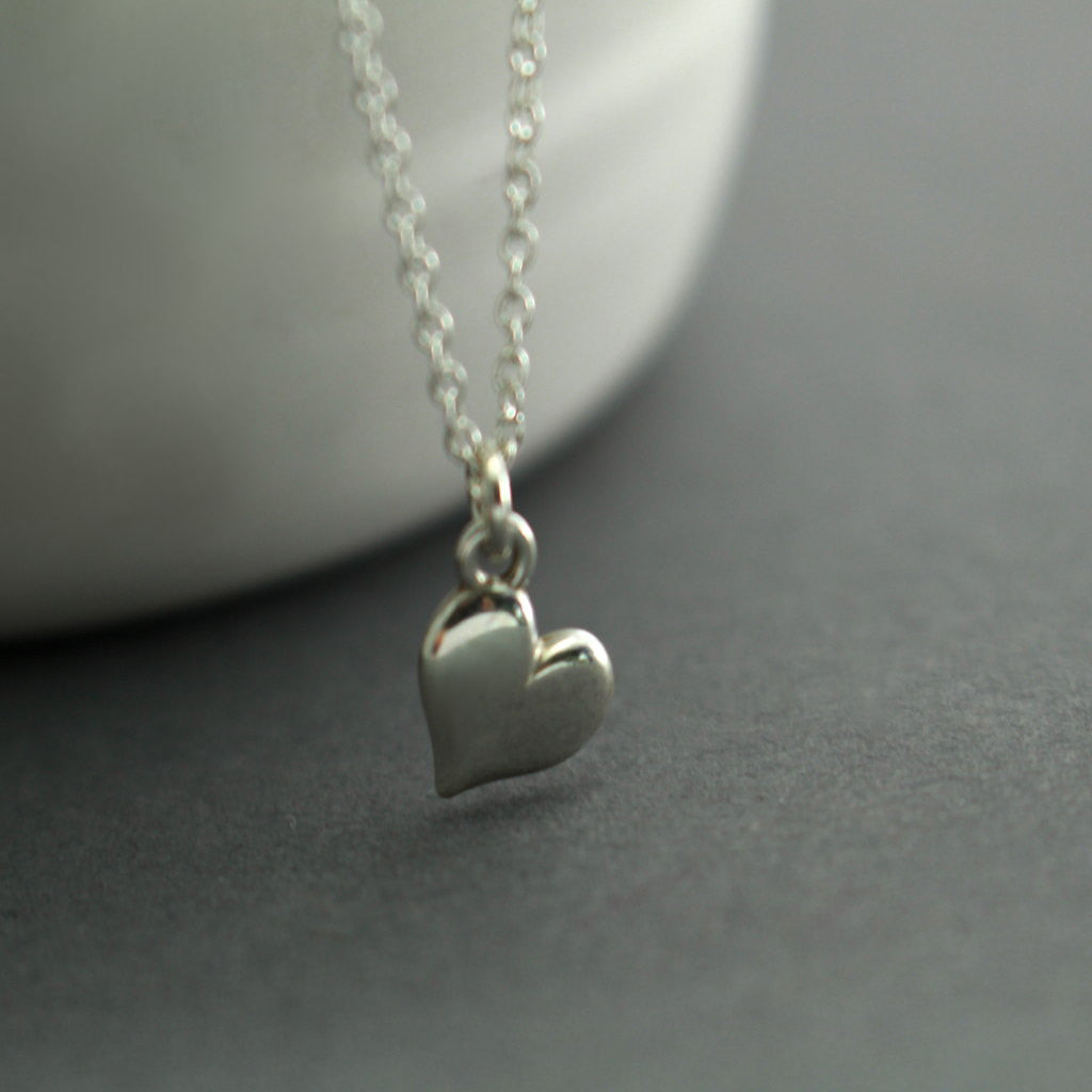 Sterling Silver Modern Heart Necklace- Womens Heart Charm Necklace-Womens-LittleGreenRoomJewelry-LittleGreenRoomJewelry