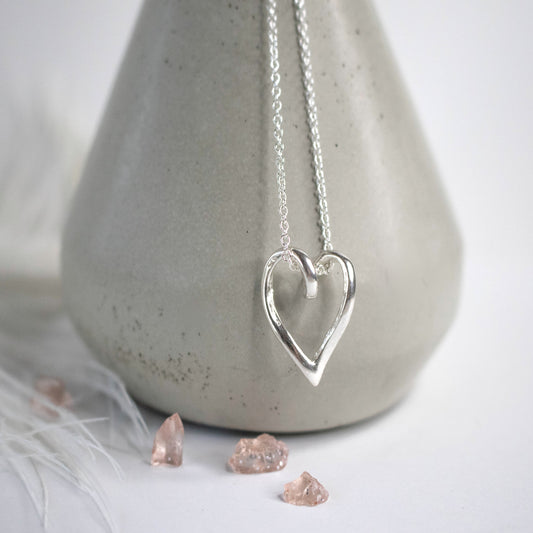 Sterling Silver Artistic Heart Necklace-Womens-LittleGreenRoomJewelry-LittleGreenRoomJewelry