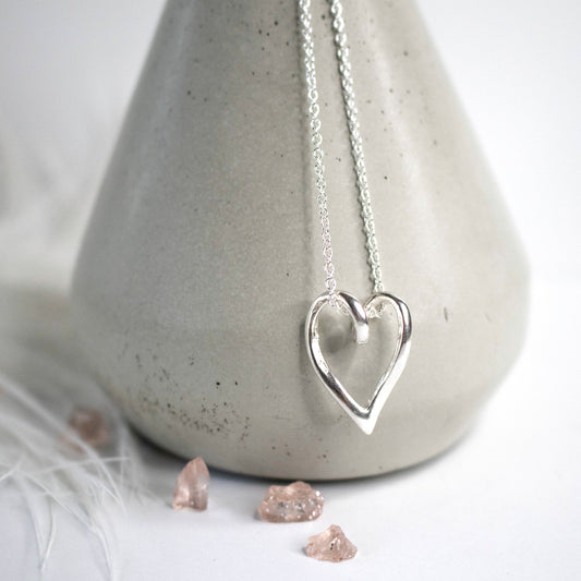 Sterling Silver Artistic Heart Necklace-Womens-LittleGreenRoomJewelry-LittleGreenRoomJewelry