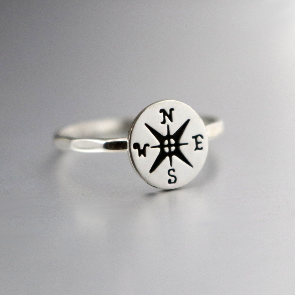 Rose Compass Ring - Womens Sterling Silver Ring-Womens-LittleGreenRoomJewelry-LittleGreenRoomJewelry