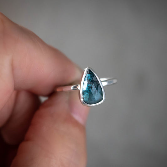 Size 6.5 Faceted Teal Kyanite Gemstone Ring-Womens-LittleGreenRoomJewelry-LittleGreenRoomJewelry