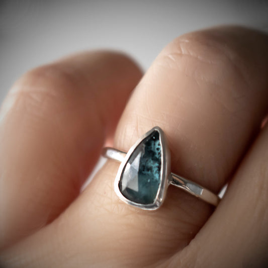 Size 6.5 Faceted Teal Kyanite Gemstone Ring-Womens-LittleGreenRoomJewelry-LittleGreenRoomJewelry