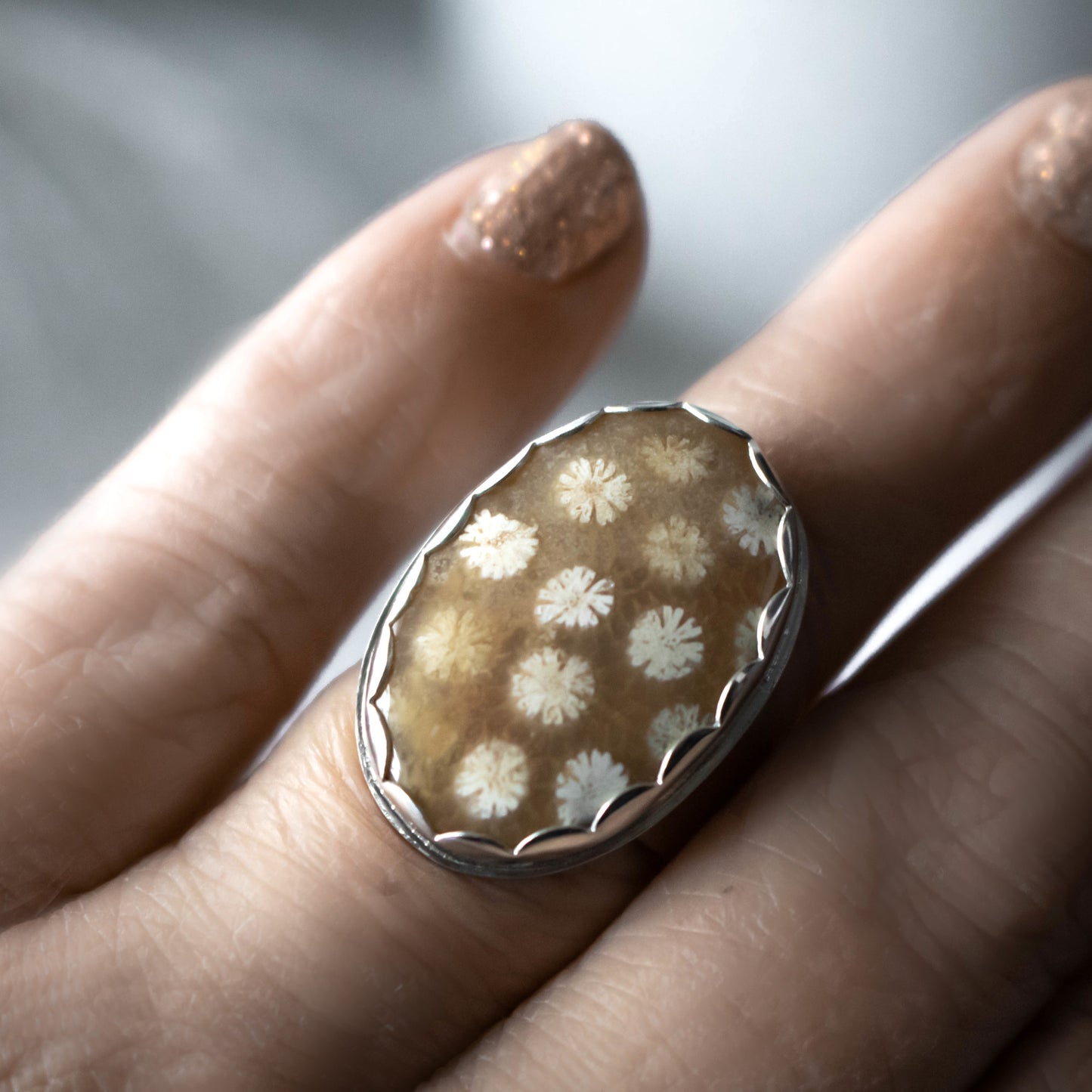 Fossil Coral Ring-Womens-LittleGreenRoomJewelry-LittleGreenRoomJewelry