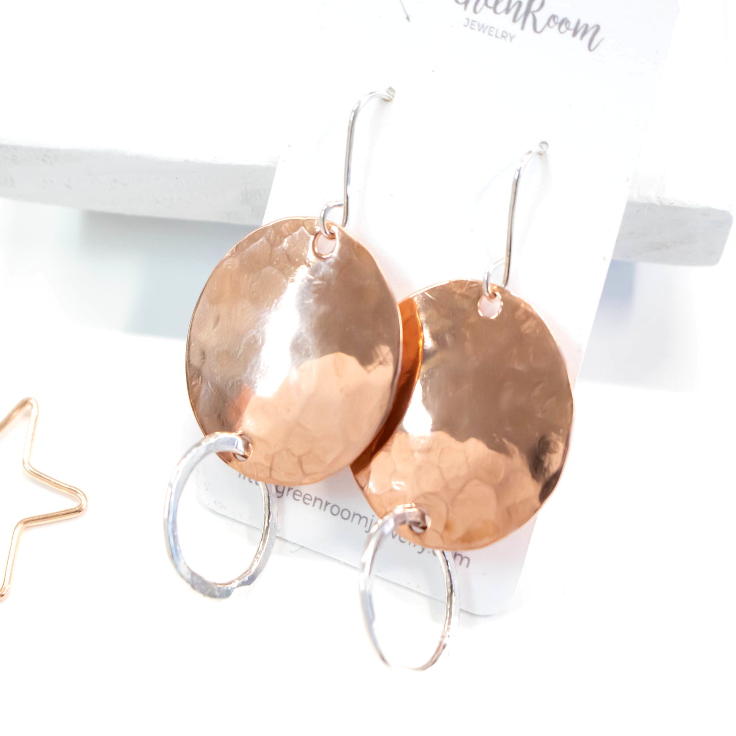 Modern Copper Hammered Disk Earrings-Womens-LittleGreenRoomJewelry-LittleGreenRoomJewelry