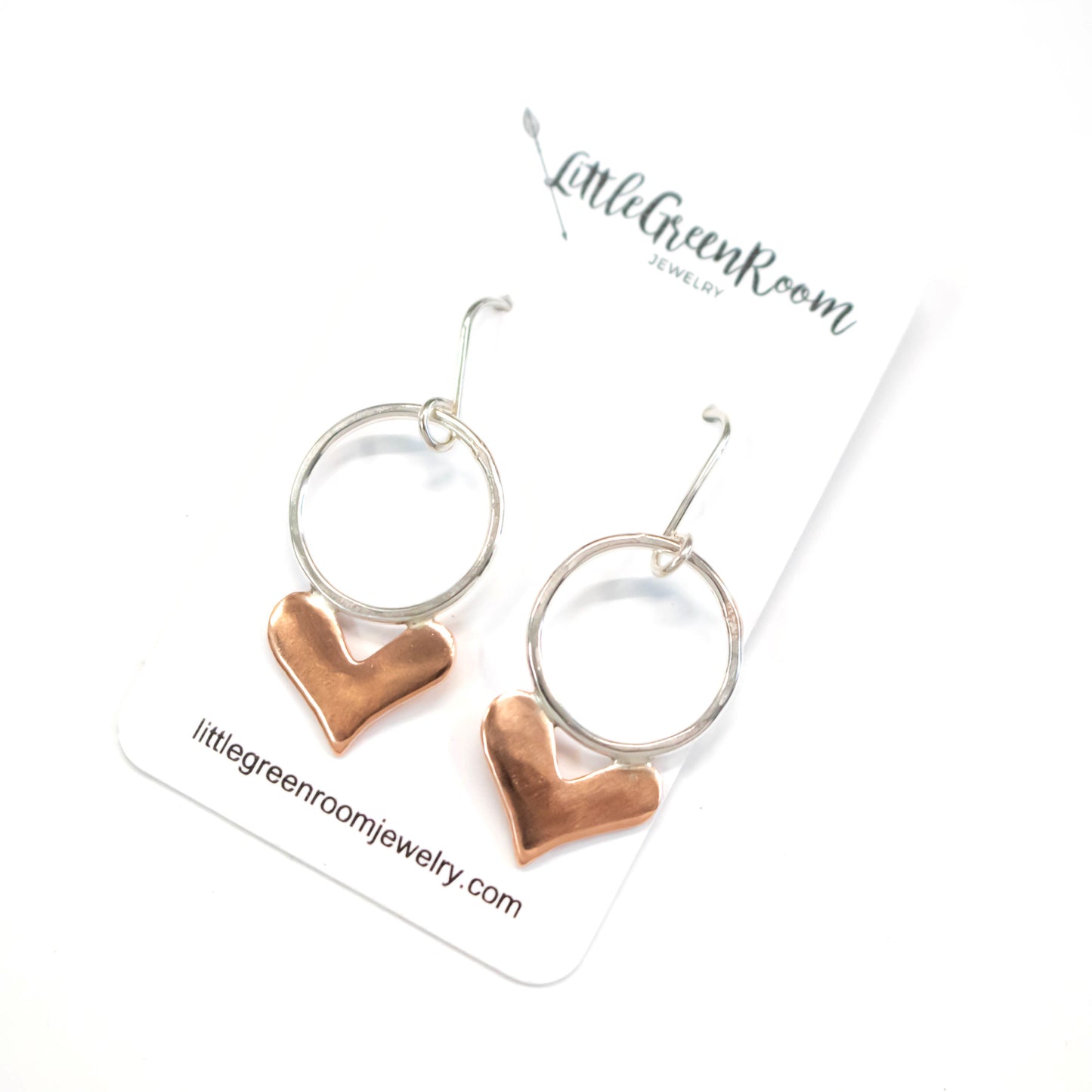 Copper Heart Hoop Earrings-Womens-LittleGreenRoomJewelry-LittleGreenRoomJewelry