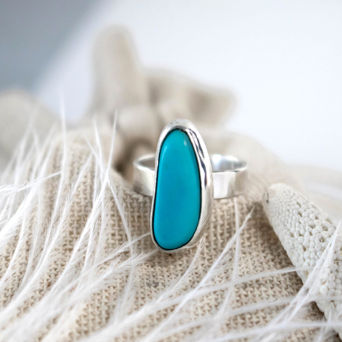 Turquoise Oval Flower Ring | 18,5mm / Q¼ / 8½ – Stockholm Rose Designs