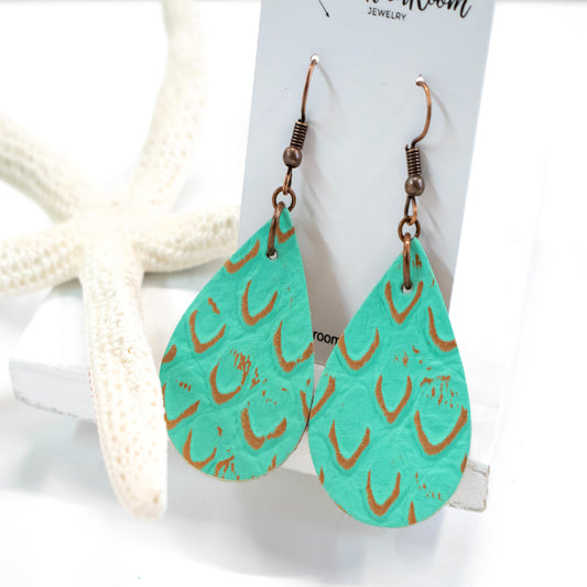 Mermaid Leather Earrings-Womens-LittleGreenRoomJewelry-LittleGreenRoomJewelry