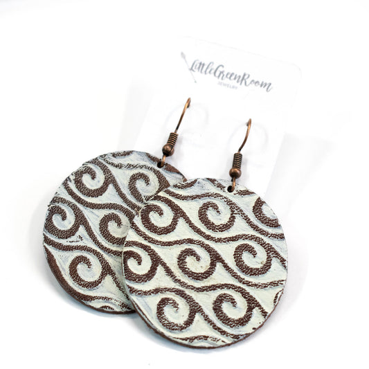 Beach Waves Leather Earrings-Womens-LittleGreenRoomJewelry-LittleGreenRoomJewelry