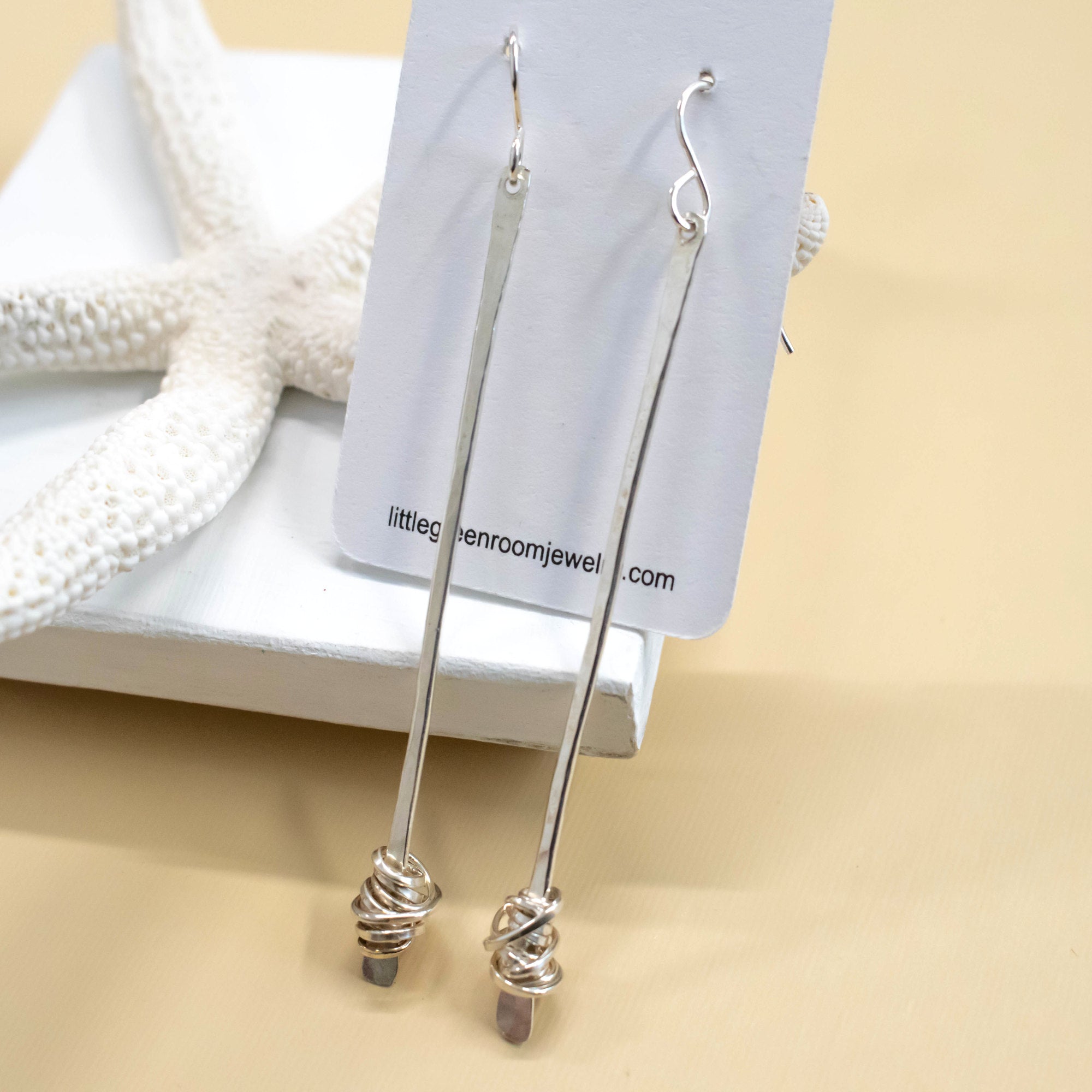 Sterling Wire Wrapped Stix Earrings-Womens-LittleGreenRoomJewelry-LittleGreenRoomJewelry