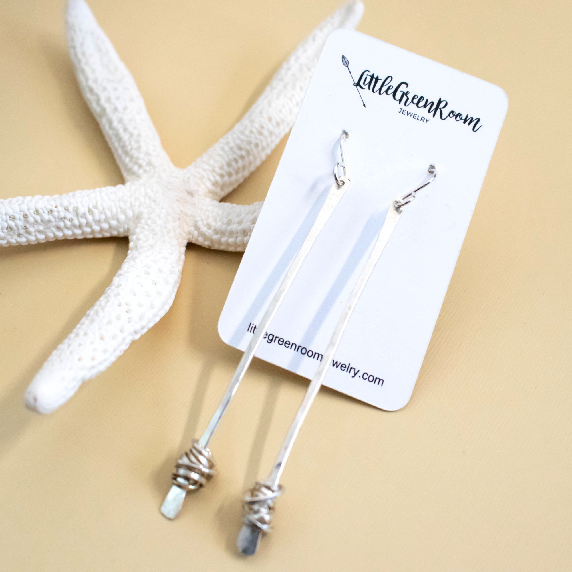 Sterling Wire Wrapped Stix Earrings-Womens-LittleGreenRoomJewelry-LittleGreenRoomJewelry