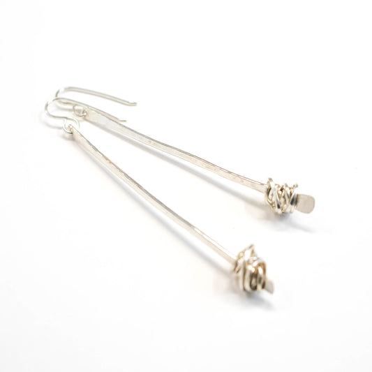 Sterling Wire Wrapped Stix Earrings-Womens-LittleGreenRoomJewelry-LittleGreenRoomJewelry