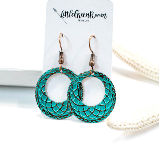 At The Beach Babe Turquoise Hoop Earrings-Womens-LittleGreenRoomJewelry-LittleGreenRoomJewelry