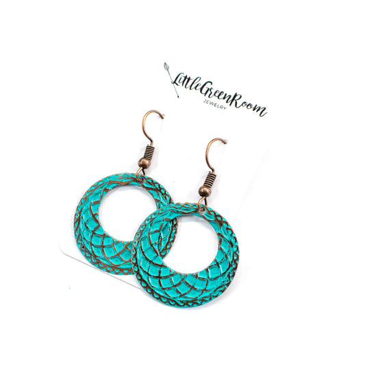 At The Beach Babe Turquoise Hoop Earrings-Womens-LittleGreenRoomJewelry-LittleGreenRoomJewelry