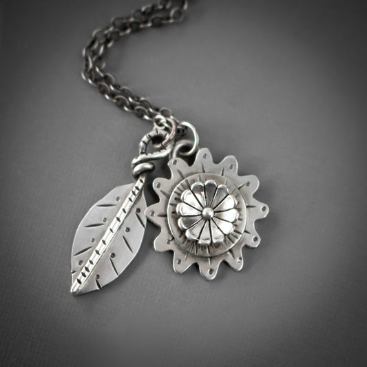 Whimsy Sterling Silver Flower Necklace-Womens-LitttleGreenRoomJewelry-LittleGreenRoomJewelry