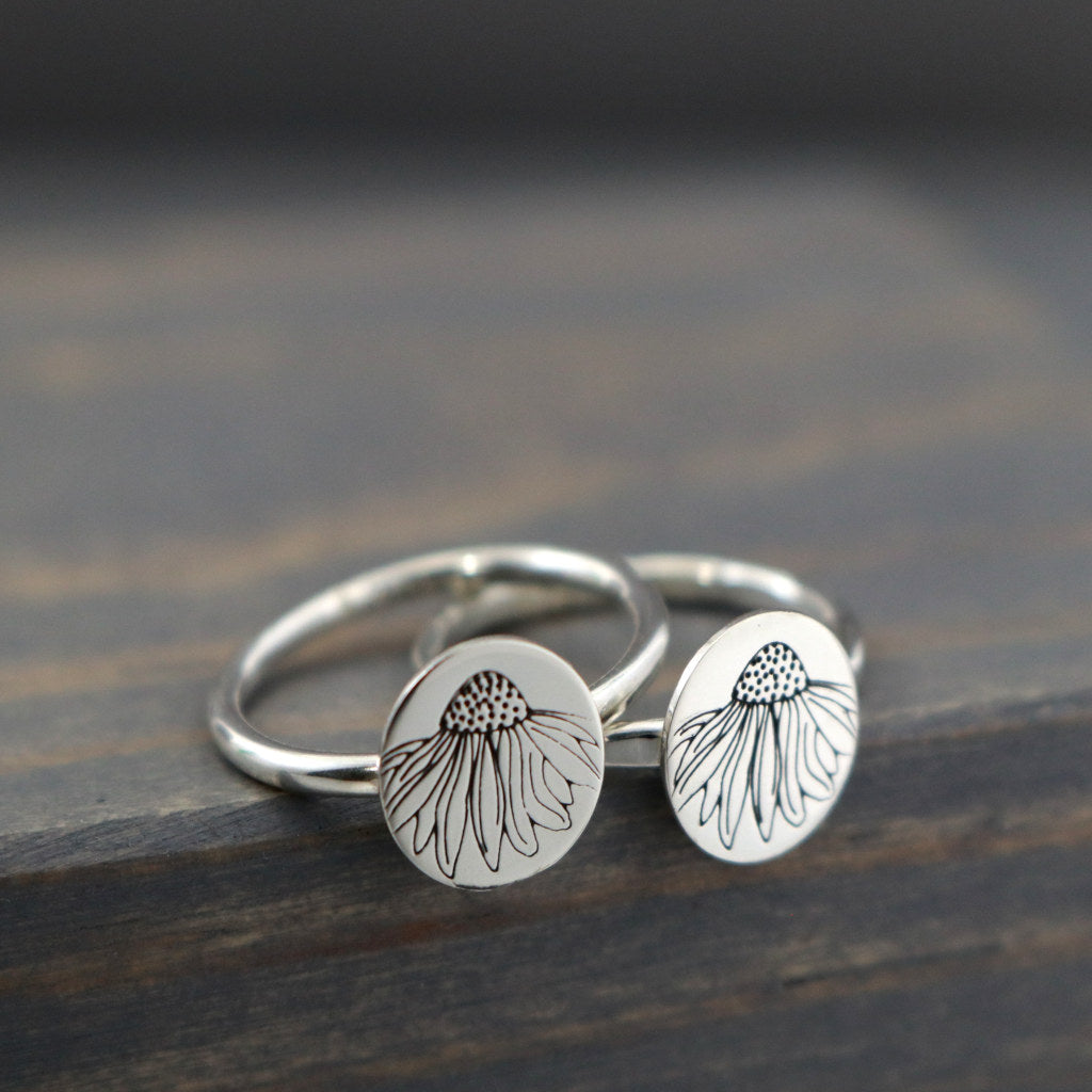 Echinacea Flower Ring-Womens-LittleGreenRoomJewelry-LittleGreenRoomJewelry